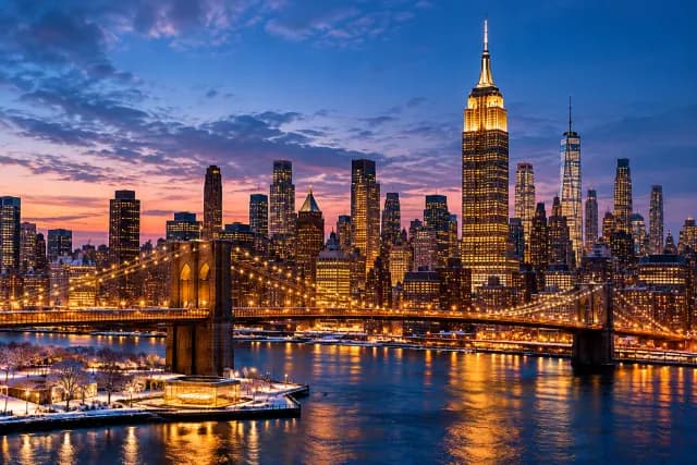 New York at night during Christmas