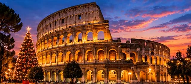 Rome at night during Christmas